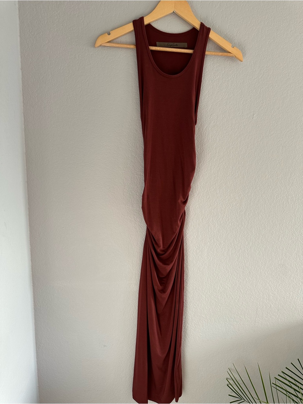 Enza Costa Rust Ruched Side Maxi Dress XS Made in USA
